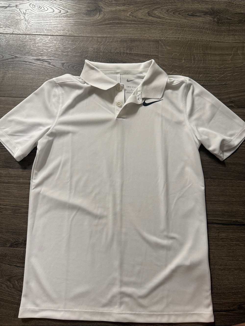 Nike White Polo with Navy Swoosh-boys youth